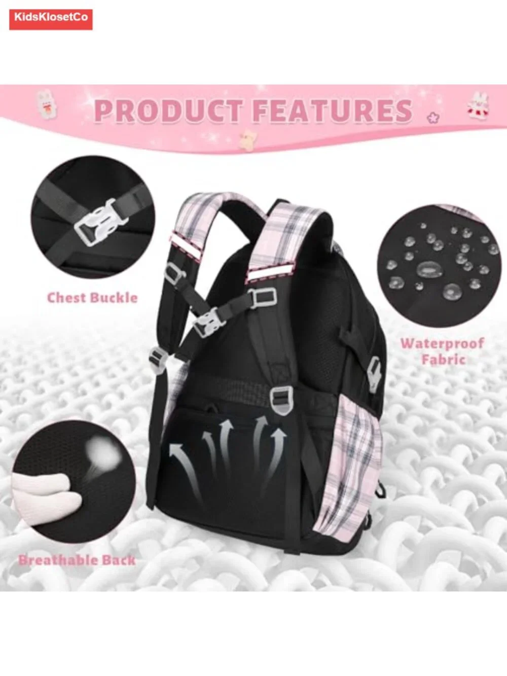 Kids Backpack Set with Lunch Bag Pencil Case Waterproof Nylon